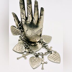 Vintage Lords Prayer Religious Charm Bracelet